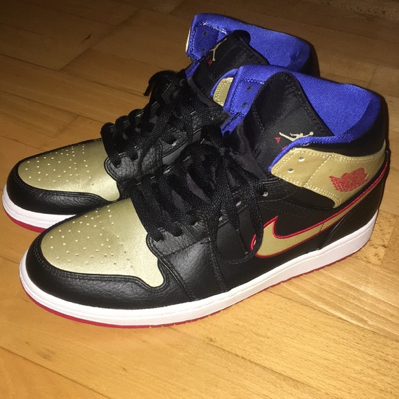 Jordan Other - Air Jordan 1 Mid Metallic Gold/Royal/Red Mens Shoe